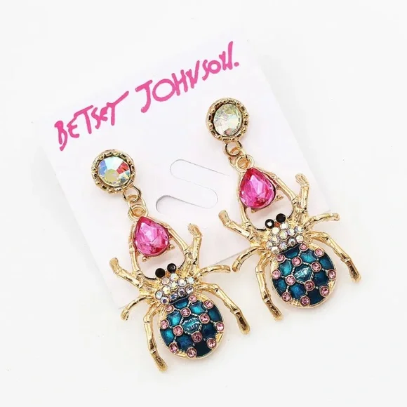 Betsey Johnson Sparkling Crystal Spider 🕷️ Earrings - Picture 4 of 5